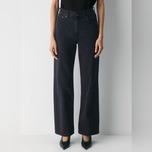 Denim Forum The Farrah Hi-Rise Wide Jean Zip fly